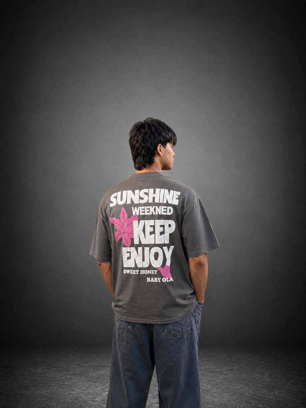 Sunshine Oversized Graphic T-Shirt – Charcoal Grey