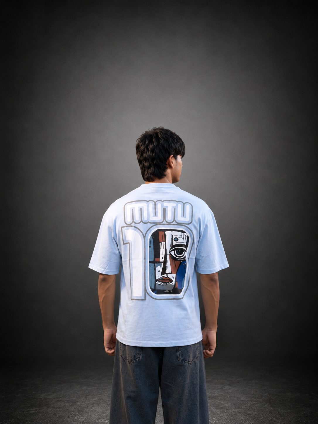 MUTU 10 Oversized Graphic T-Shirt – Sky Blue