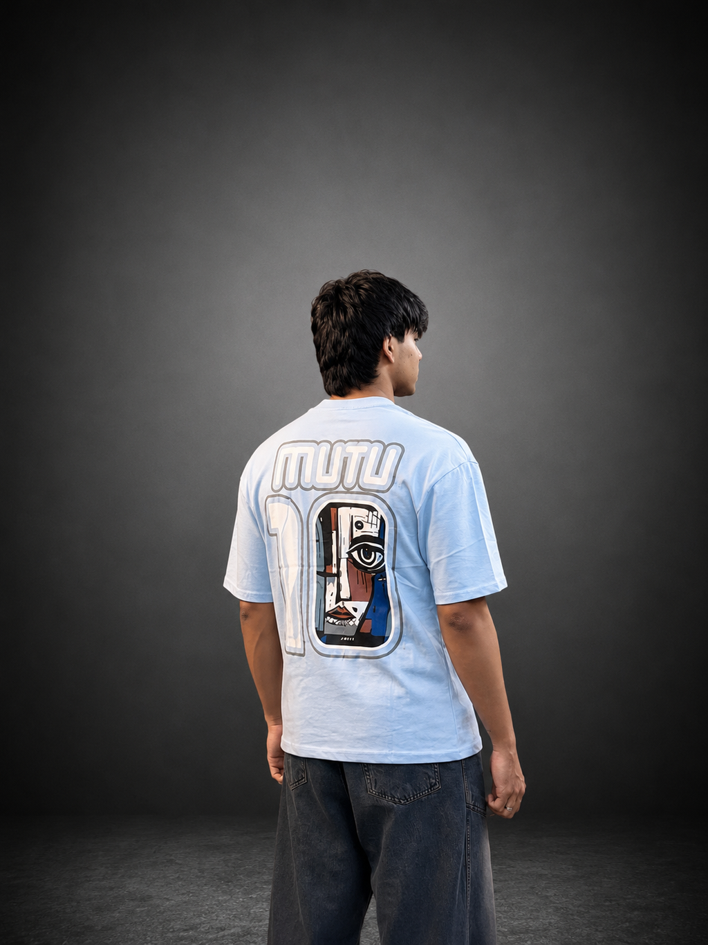 MUTU 10 Oversized Graphic T-Shirt – Sky Blue