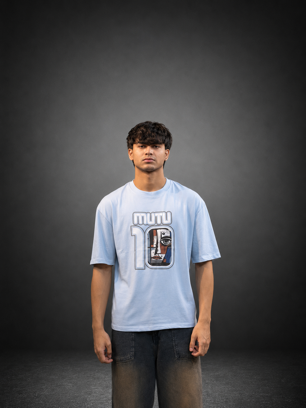 MUTU 10 Oversized Graphic T-Shirt – Sky Blue