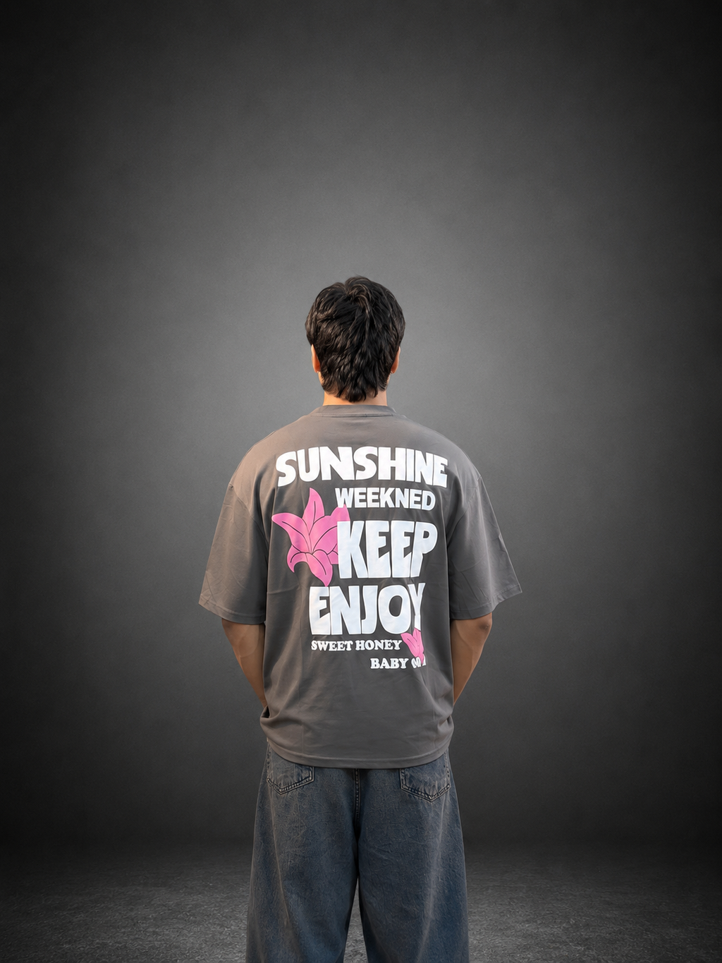 Sunshine Oversized Graphic T-Shirt – Charcoal Grey