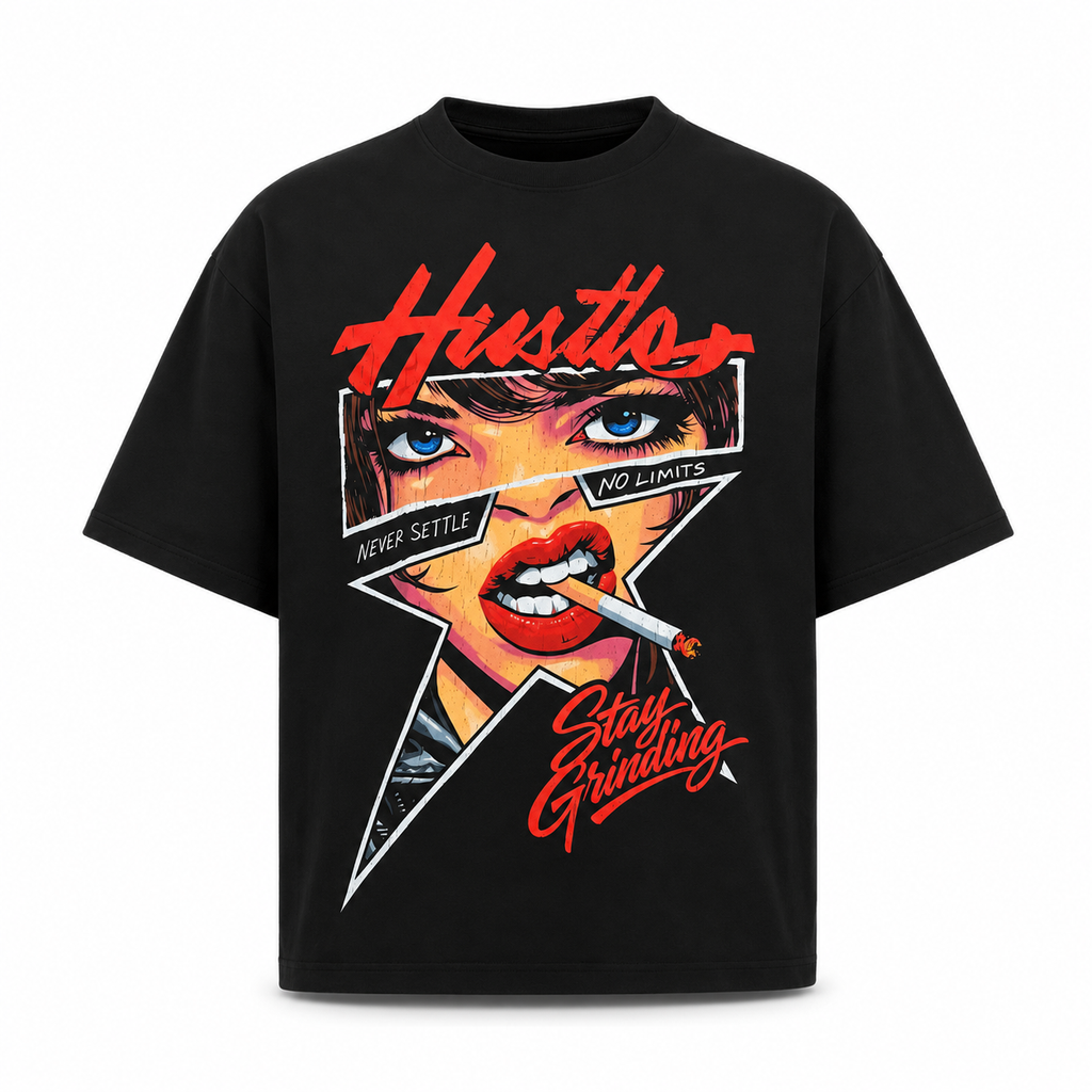 Hustle "Stay Grinding" Oversized Graphic Tee