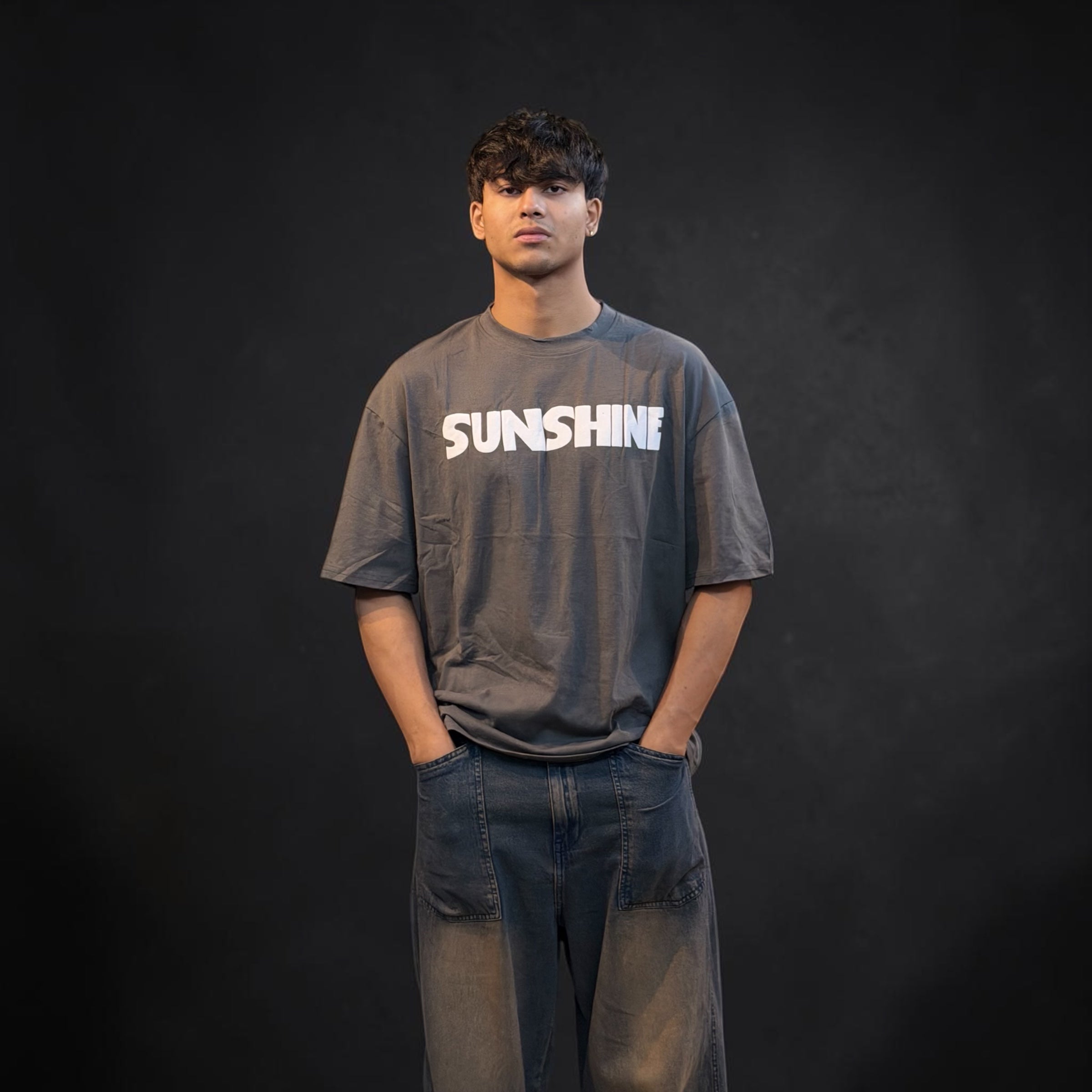 Sunshine Oversized Graphic T-Shirt – Charcoal Grey