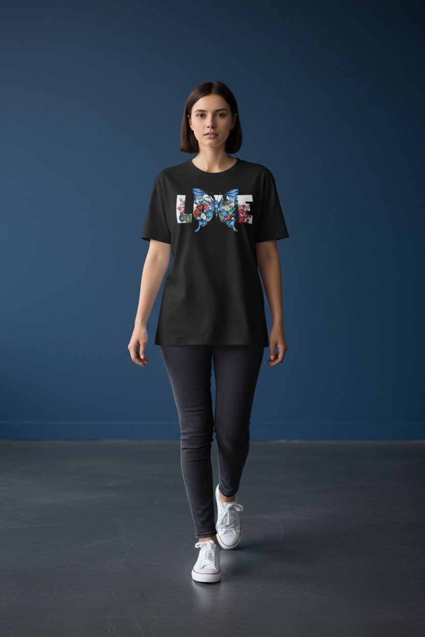 LOVE Butterfly Graphic Oversized T-Shirt