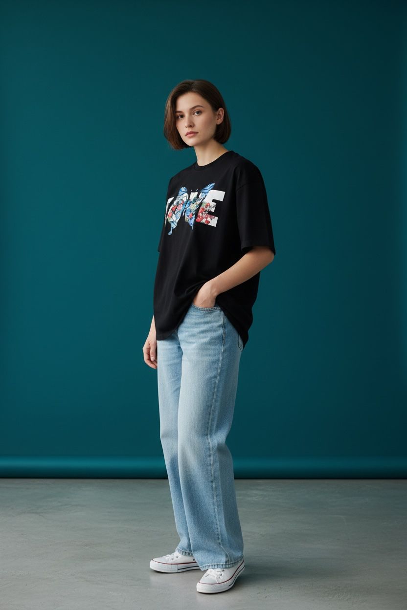 LOVE Butterfly Graphic Oversized T-Shirt